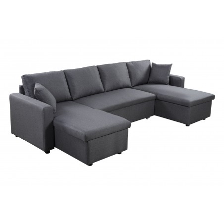 Panoramisches Sofa Maria U ausziehbar mit 2 Stauräumen