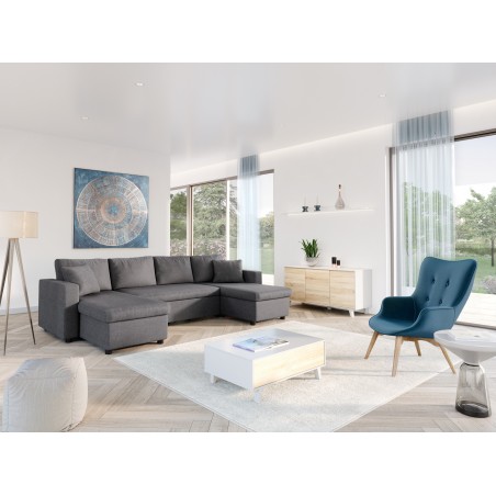 Panoramisches Sofa Maria U ausziehbar mit 2 Stauräumen