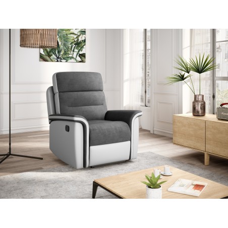Manueller Relaxsessel 9222 aus Kunstleder und Mikrofaser