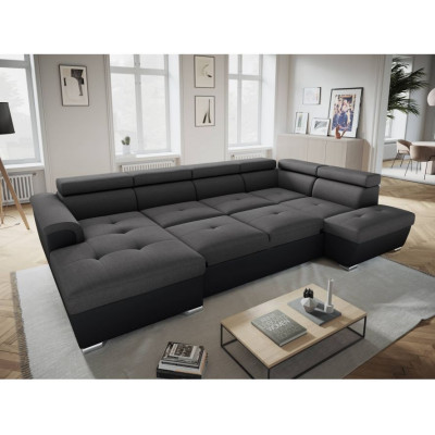 Parma Panorama-Schlafsofa mit 2 Boxen aus Imitat und Stoff