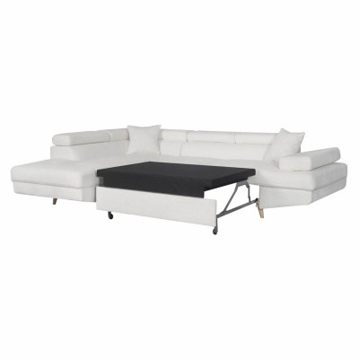 Rio Scandinave umwandelbares Ecksofa aus French Terry für Linkshänder mit Beinbezug aus Holz