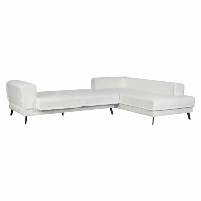 Ecksofa Imperial rechts, umwandelbar aus Bouclette-Stoff mit 2 Truhen