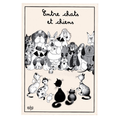 Dubout Entre Chats et Chiens Geschirrtuch