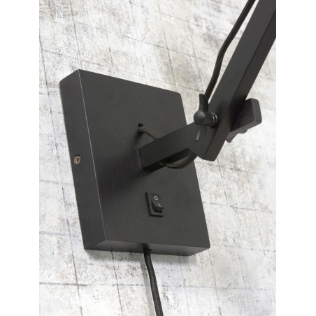 Nástěnná lampa Andes z černého bambusu a lnu