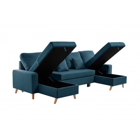 Panoramisches Sofa Artiku, umwandelbar mit 2 Stauräumen