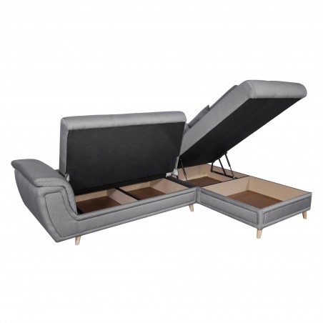 Rechtsseitiges Eckschlafsofa Forty mit Stoffbezug