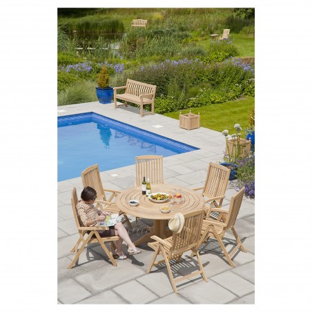 Bengalischer runder Tisch aus Robel und runden Lattenrosten