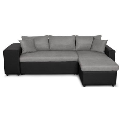 Maria Plus ausziehbares linkes Ecksofa mit Box und 2 Hockern