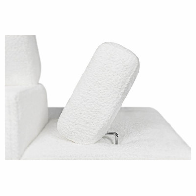 Rio Scandinave gerades ausziehbares Ecksofa aus Bouclette-Stoff mit Holzbeinbox