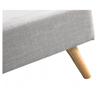 Skandinavisches Bettgestell Bjorn aus Stoff mit Holzfüßen