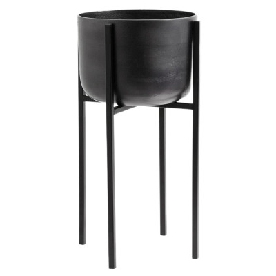 Pflanzgefäß auf Beinen aus schwarzem Aluminium