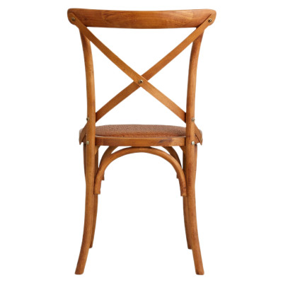 Stuhl X aus Eiche und Rattan