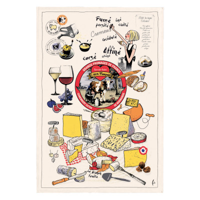 Bedrucktes Geschirrtuch Les Grands Fromages