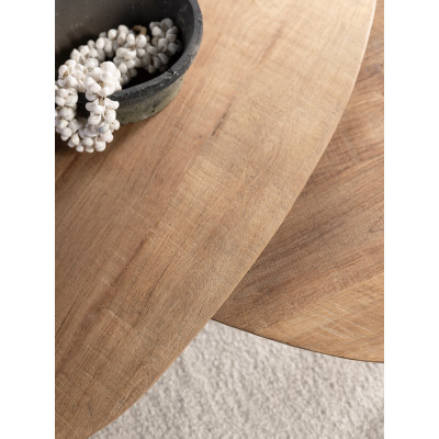 Set aus zwei kieselförmigen Couchtischen Bliss aus Teakholz