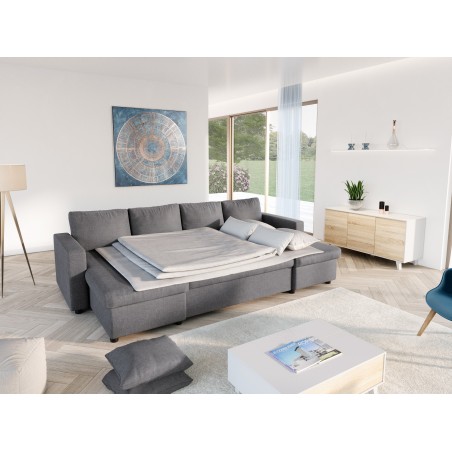 Maria U panoramasofa, der kan omdannes, med 2 opbevaringsrum