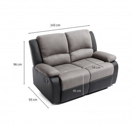 9121 Manuel 2-personers PU Microfiber Afslapning Sofa