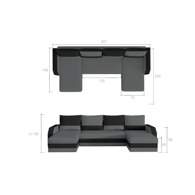 Marion universal panoramisk konvertibel hjørnesofa