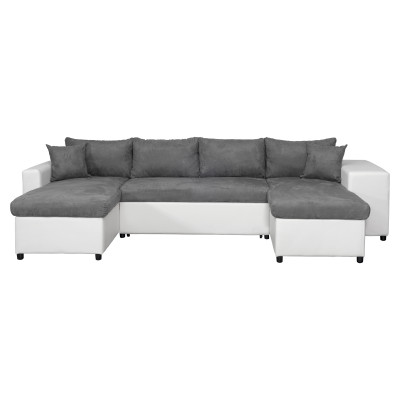 Maria U Plus panoramisk konvertibel sofa, højre niche, i imiteret læder og mikrofiber