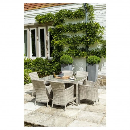 Mesa rectangular Ocean Pearl con tapa de cristal