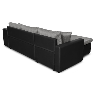 Sofá convertible en esquina derecha Maria Plus con baúl y 2 pufs