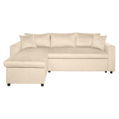 Sofá esquinero convertible de terciopelo reversible Maria