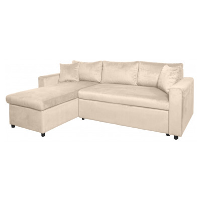 Sofá esquinero convertible de terciopelo reversible Maria