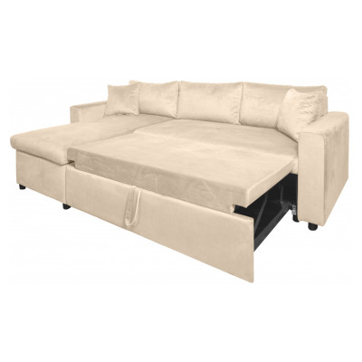 Sofá esquinero convertible de terciopelo reversible Maria