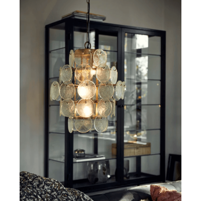 Lámpara colgante con piezas de cristal transparente