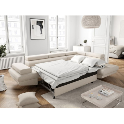 Sofá convertible en esquina derecha Rio Scandinave con patas de madera negra