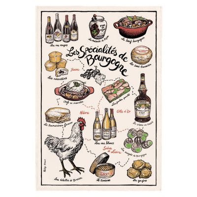 Specialties de Bourgogne painettu teepyyhe