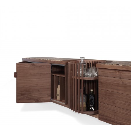 Buffet Carousel en noyer et marbre