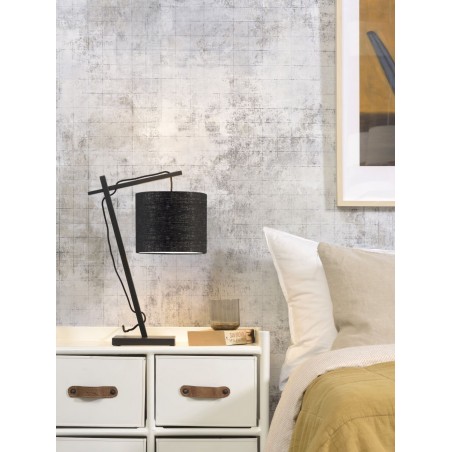 Lampe de table Andes en bambou noir et lin