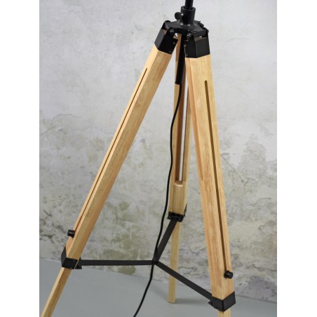 Lampadaire Darwin en bois et fer noir