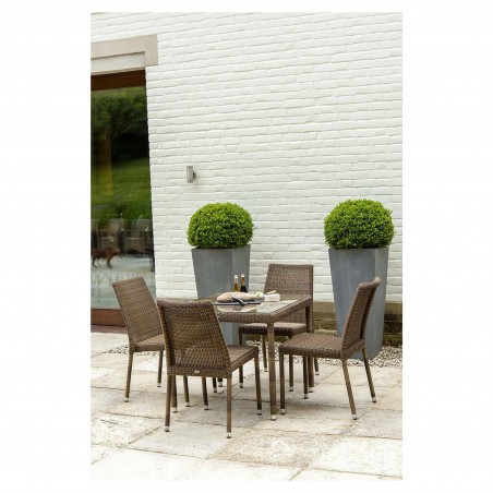 Table carrée San Marino avec sur-plateau verre