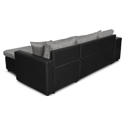 Canapé d'angle gauche convertible Maria Plus avec coffre et 2 poufs