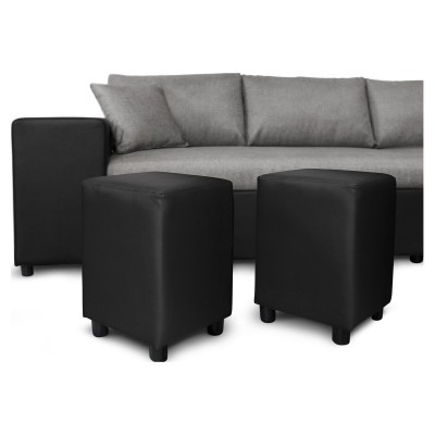 Canapé d'angle gauche convertible Maria Plus avec coffre et 2 poufs