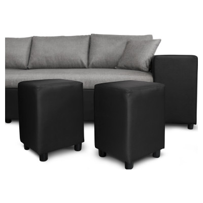Canapé d'angle droit convertible Maria Plus avec coffre et 2 poufs