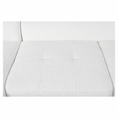 Canapé d'angle Rio Scandinave convertible gauche en tissu bouclette avec coffre pieds bois