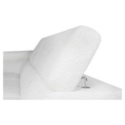 Canapé d'angle Rio Scandinave convertible gauche en tissu bouclette avec coffre pieds bois