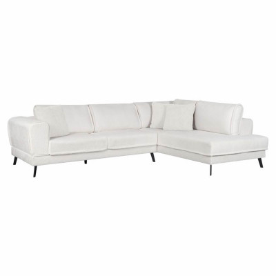 Canapé d'angle Imperial gauche convertible en tissu bouclette avec 2 coffres