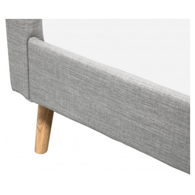 Cadre de lit scandinave Bjorn en tissu avec pieds en bois