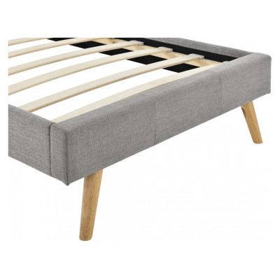Cadre de lit scandinave Bjorn en tissu avec pieds en bois