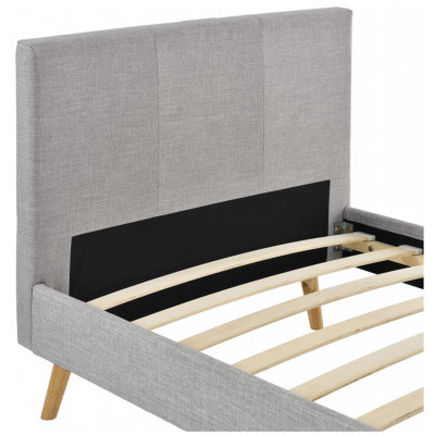 Cadre de lit scandinave Bjorn en tissu avec pieds en bois