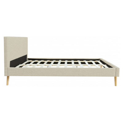 Cadre de lit scandinave Bjorn en tissu avec pieds en bois