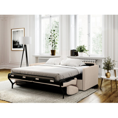 Canapé convertible Alice 3 places système de couchage express en tissu avec matelas 140x190