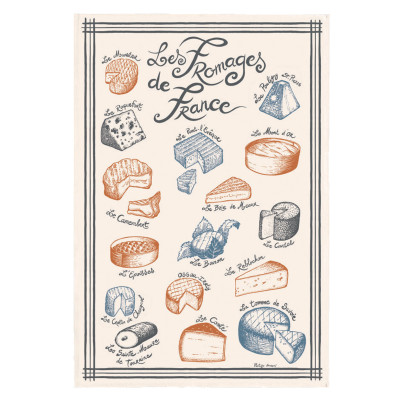 Torchon imprimé Fromages de France