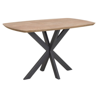 Table haute Evo en teck recyclé et métal