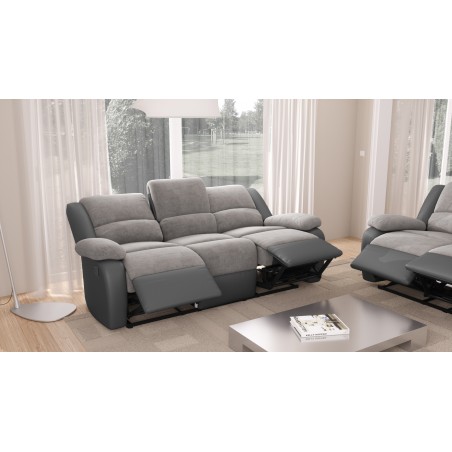 9121 Χειροκίνητος Τριθέσιος Καναπές με PU και Microfiber