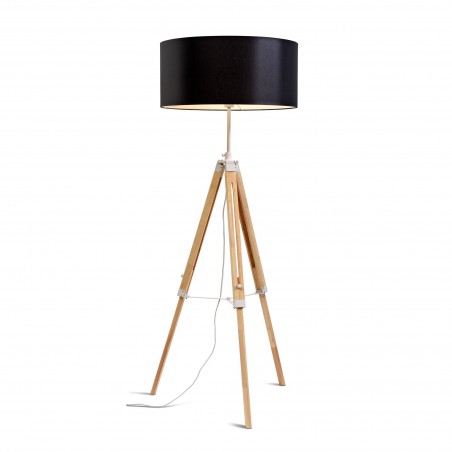 Bijela podna lampa Darwin od drva i željeza