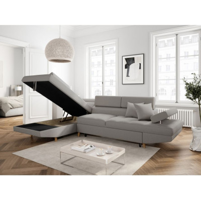 Mateo L kutni kauč kabriolet lijevo s drvenom nogom